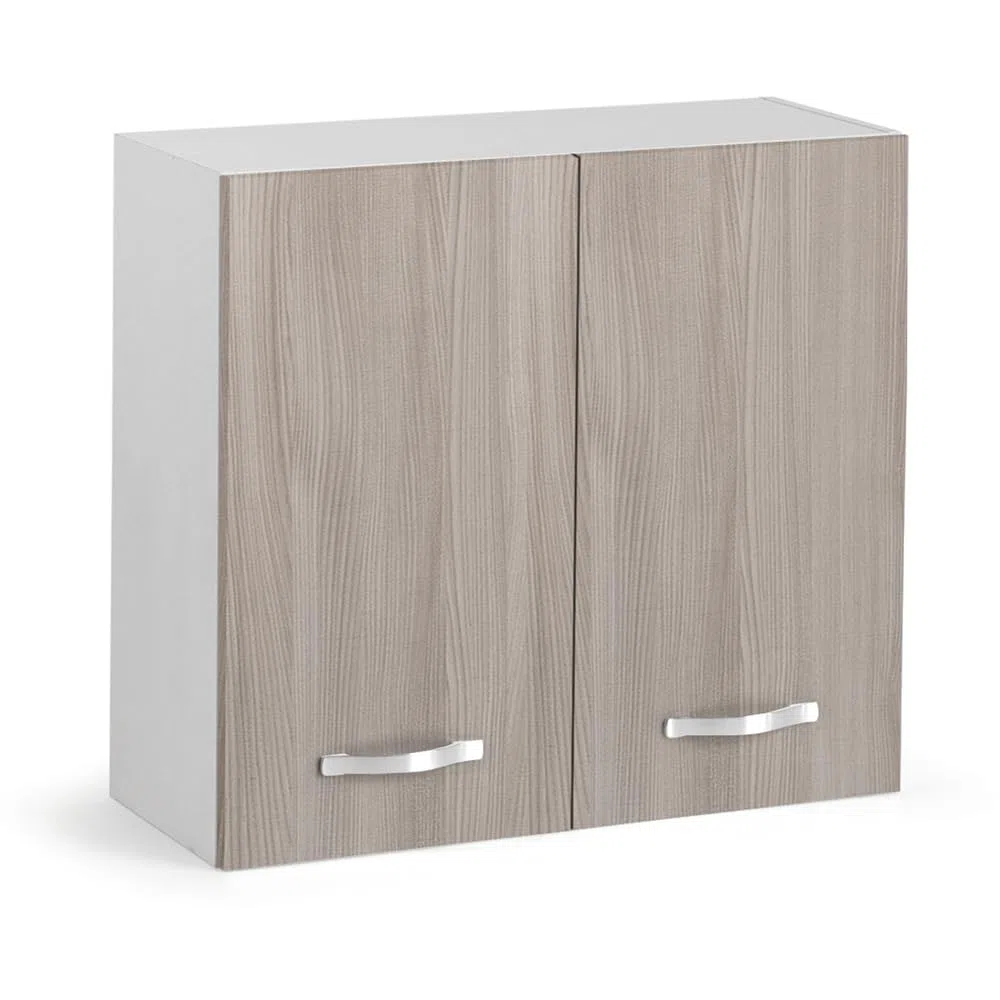 REDÒKASA Pensile colapiatti per cucina componibile da 80 cm con due ante, realizzata in legno 100% MADE IN ITALY (Bianco con ante Olmo)