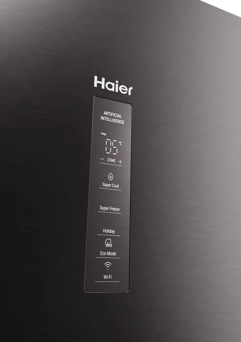 Haier 2D 60 Serie 3 PRO Frigorifero Combinato 406L (289L Frigo + 117L Freezer), Total No Frost, Wi-Fi hOn App, Air Surround, My Zone Pro, Classe D, Dark Inox, 205x59,5x66,7 cm (AxLxP), HDPW3620DNPD