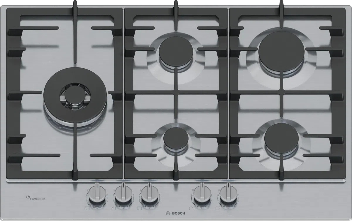 Piano cottura 5 fuochi gas 75x52 cm Inox