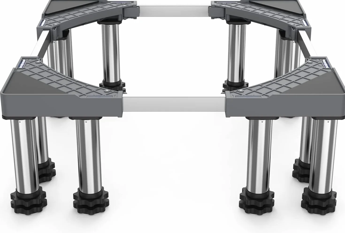 DEWEL Base per Lavatrice 12 Piedi, Lunghezza Regolabile 43-57 CM, Altezza 18-20 CM, Capacità Di Carico 500 KG Base Lavatrice Regolabile Per Asciugatrice, Frigorifero e Congelatore (Nero)