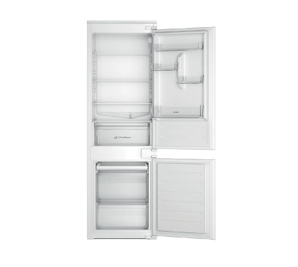 Indesit INC18D021A1 Frigorifero Combinato, Statico, Tecnologia Low Frost, Altezza 177 cm, 34 dBA, Porte Reversibili, Illuminazione Led, Controllo Umidità, Allarme Porta Aperta, Classe Energetica E
