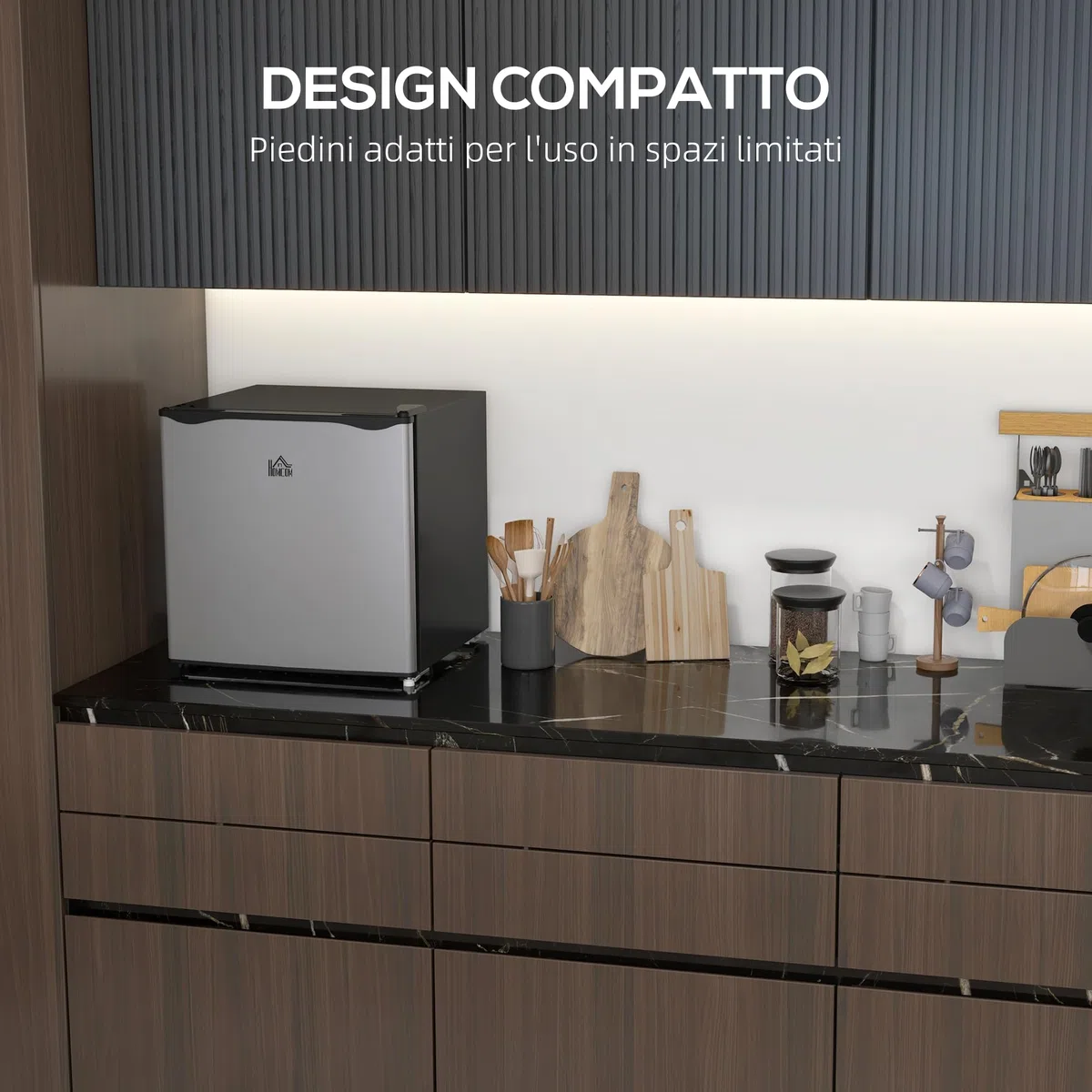 HOMCOM Mini Congelatore 35L, Congelatore Piccolo Silenzioso, Porta Reversibile, Libera Installazione, Temperatura Regolabile -14 ℃- -24℃, Ripiano Rimovibile, Freezer per Ufficio Hotel, 47x44.2x48.8 cm