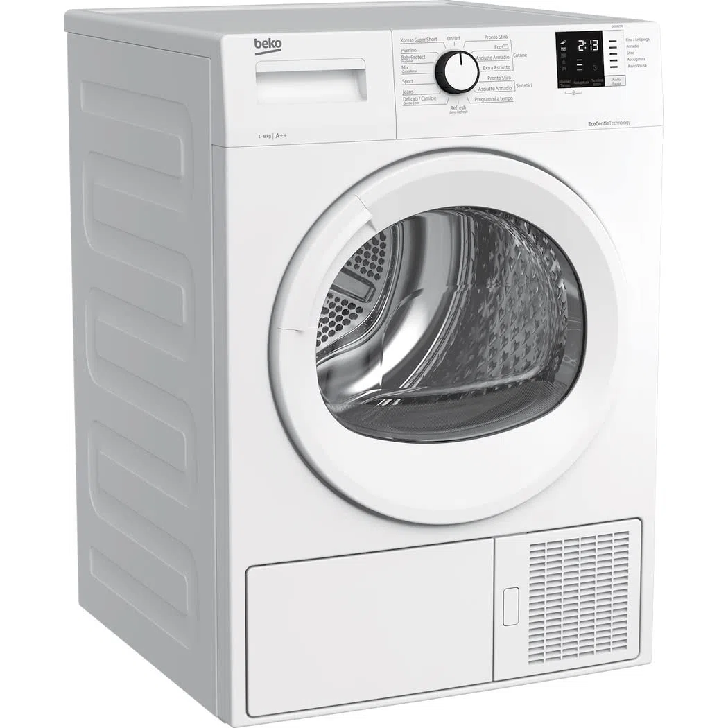 Beko - DRX823N - Asciugatrice Standard 8kg, Classe A++, linea estetica Basic, Partenza ritardata, bianco (Ricondizionato)