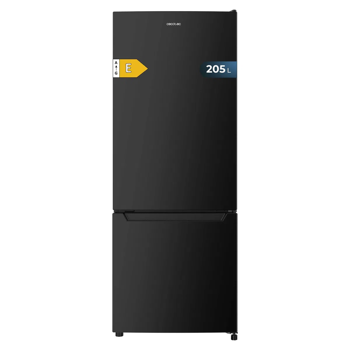 Cecotec Frigorifero Combinato Bolero CoolMarket Combi 205 DF Black E. 205L, Defrost, Fast Cooling, Classe E, Display Interno, Porta Reversibile, LED, 54x55x144 cm, design elegante e funzionale