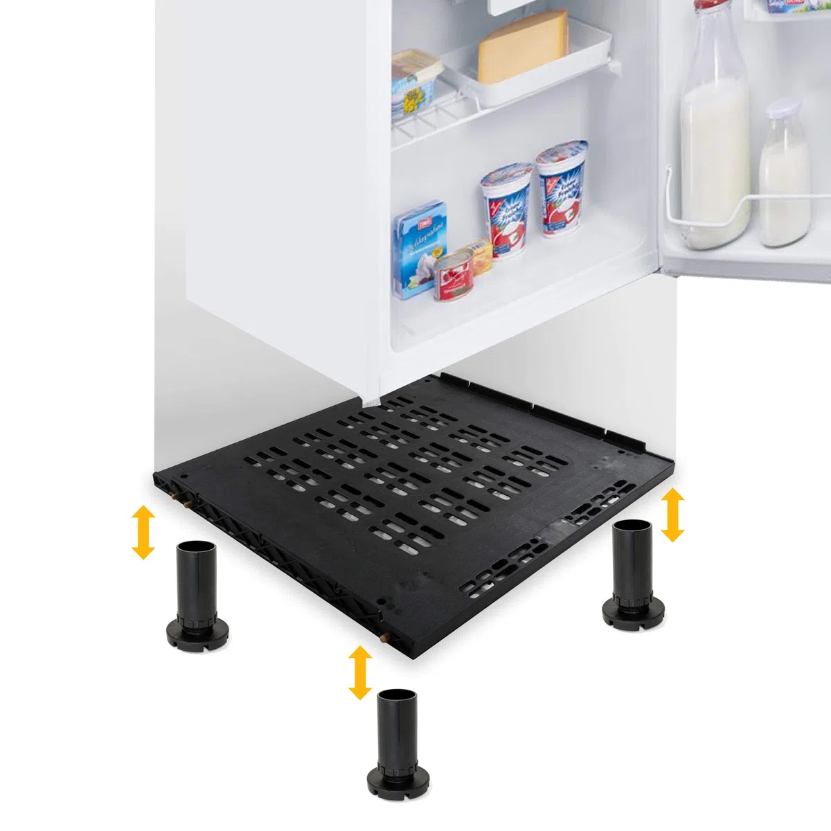 Emuca - Base per Frigorifero Integrato En Modulo di Cucina di 60cm ed Espessore di pannelli 18mm, Tecnoplastica, Nero