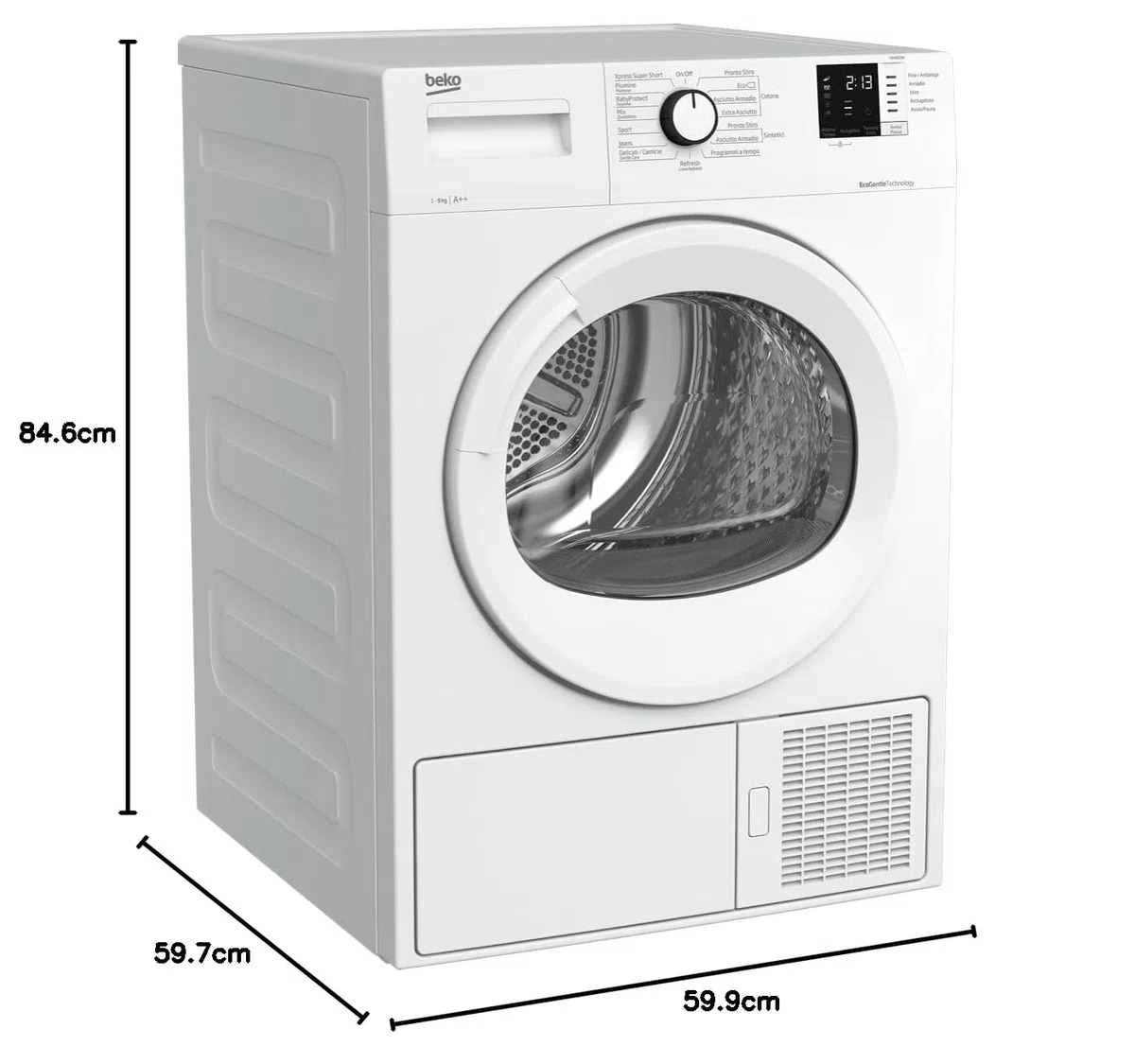 Beko DRX923W - Asciugatrice con Pompa di calore da 9 Kg Classe A++