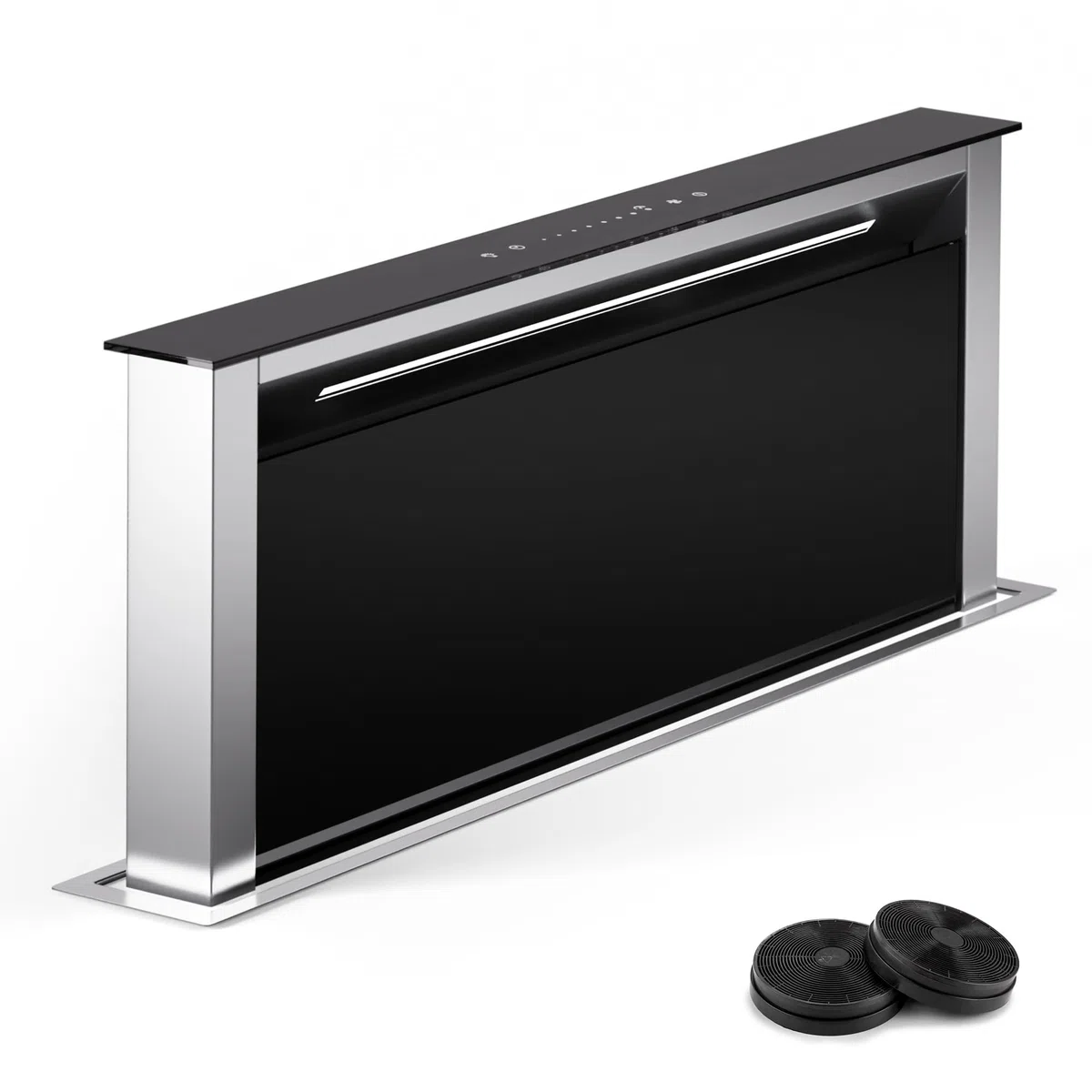 Klarstein cappa aspirante 75 cm a scomparsa ricircolo 2 in 1 576 m³/h LED touch nero