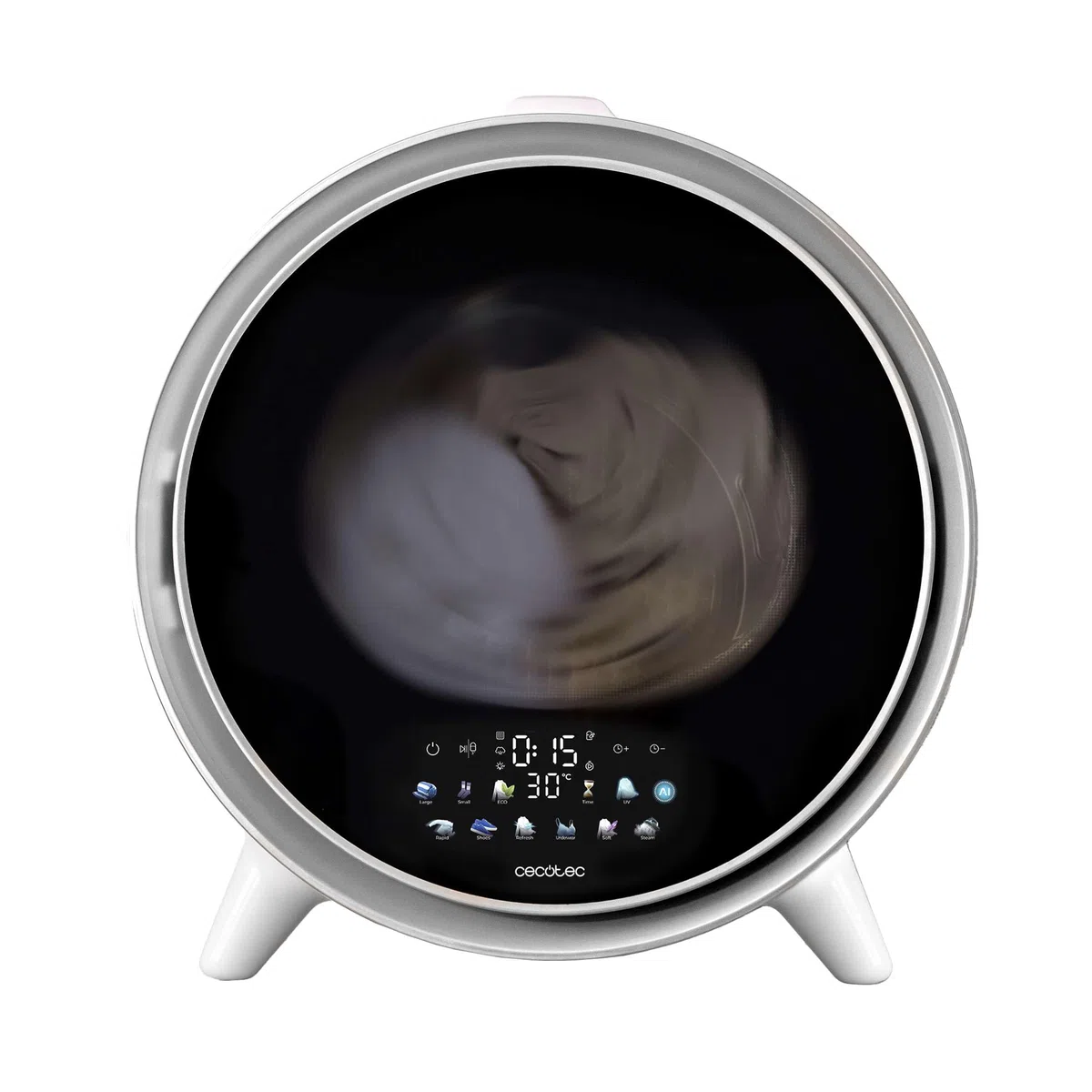 Cecotec Mini Asciugatrice Portatile 3 Kg Bolero DressCode Dry 3600V Dark. di Scarico, 12 programmi, A, Asciugatura Automatica, Schermo FullColor, Funzione UV Care, Dry Shoe Pro, Avvio Ritardato, Dark