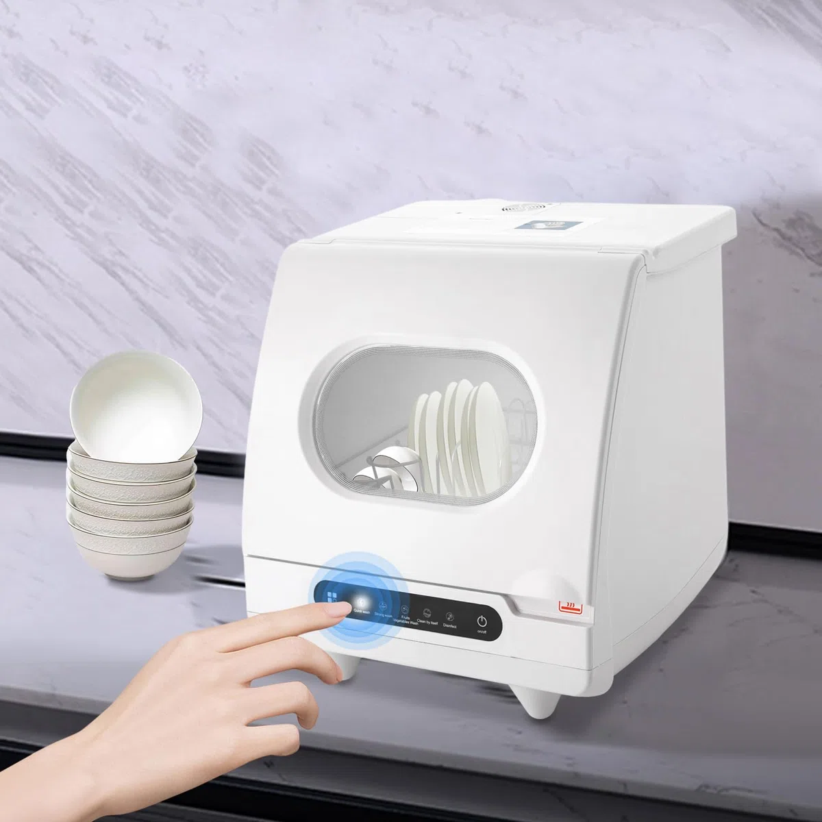 220V 800W Mini Lavastoviglie Lavastoviglie Piano di Lavastoviglie Portatile Lavastoviglie Compatti Spruzzatori d'acqua Rotanti A 360 Per Appartamenti Residenze