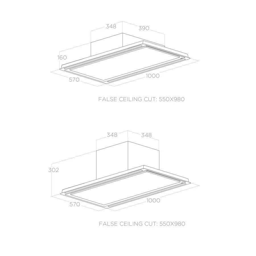 ELICA Cappa da soffitto HILIGHT-X H30 BL/A/100 – PRF0173445A, in acciaio inox, nero