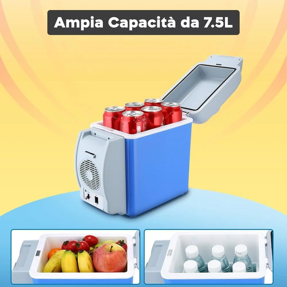Mediawave Store - Frigo Portatile 079054 per Auto e Camping 2 in 1, Funzione Caldo e Freddo, Mini Frigorifero Portatile 12V da Viaggio e Campeggio 7,5 Litri