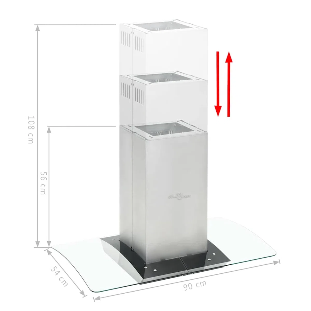 Homgoday Cappa a Isola 90 cm Acciaio Inossidabile 756 m3/h LED