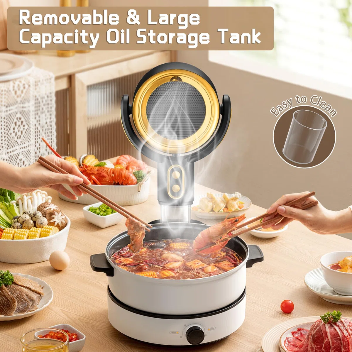 Mostop Cappa aspirante portatile, USB Desktop con 2 velocità, filtro rimovibile e lavabile, cappa desktop senza fili per interni BBQ, Hot Pot