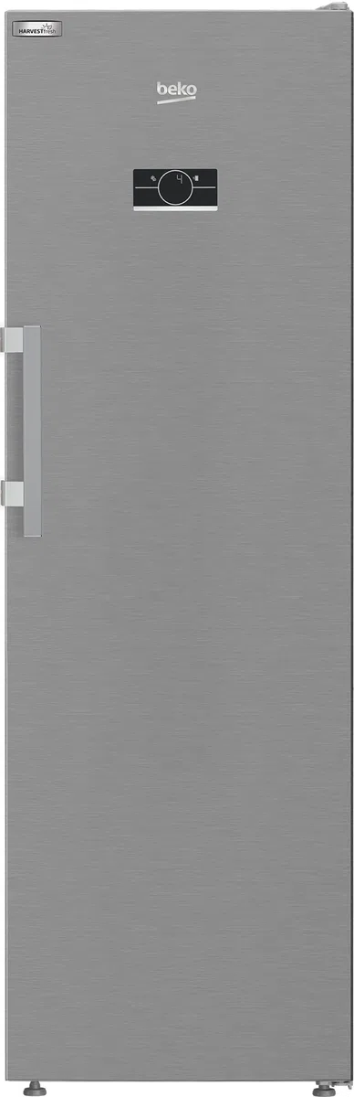BEKO - B5RMLNE444HX - Frigorifero Monoporta, Total NO FROST, Classe E, Inox, Display Touch, 381 litri, AeroFlow, Harvest Fresh, Dimensioni: HxLxP: 186,5x60x71, porta bottiglie