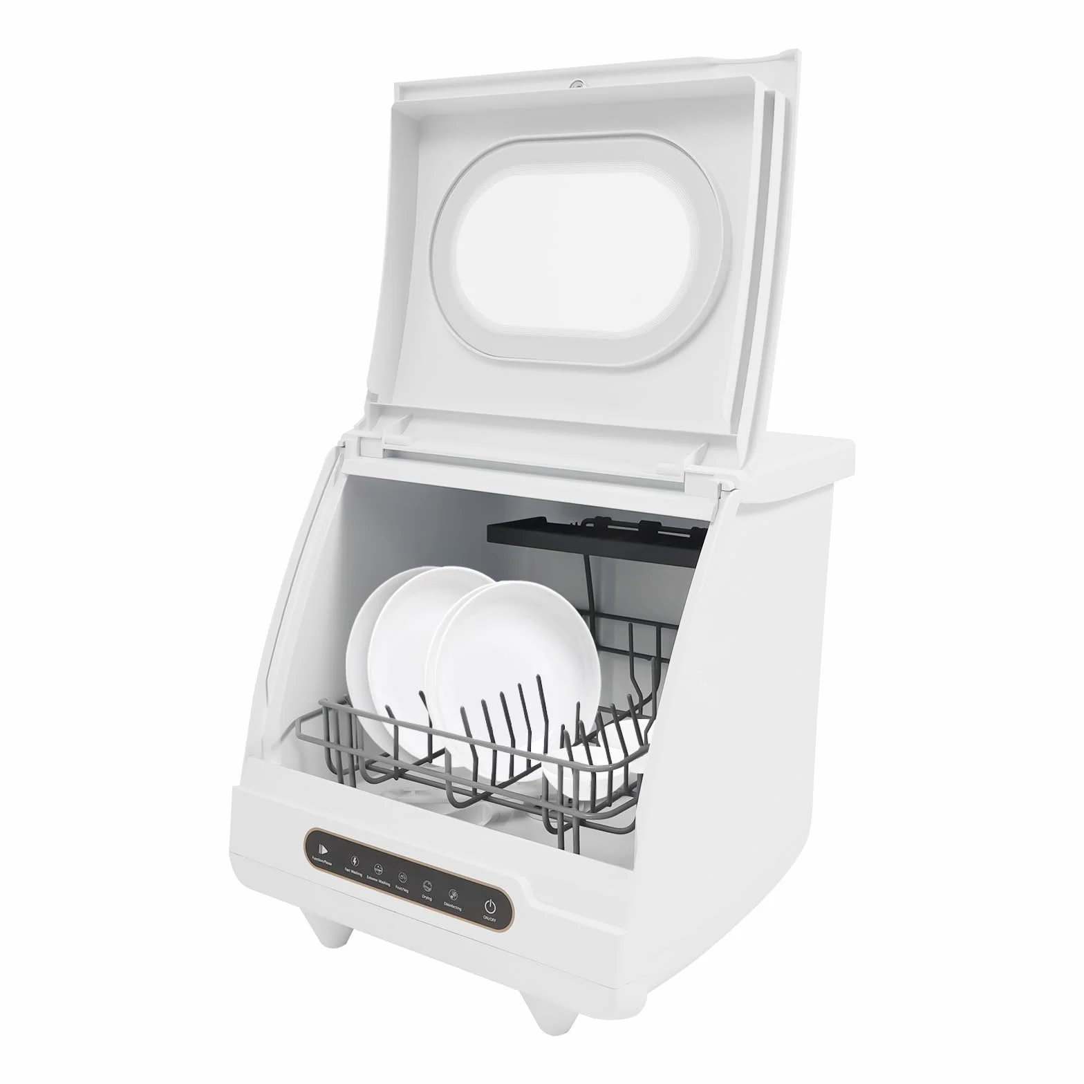 Mini lavastoviglie 800 W, 4 programmi, lavastoviglie da tavolo indipendente per 4-6 set di posate, asciugatura automatica, lavastoviglie 55-72 °C, ambiente di lavoro [classe energetica B]