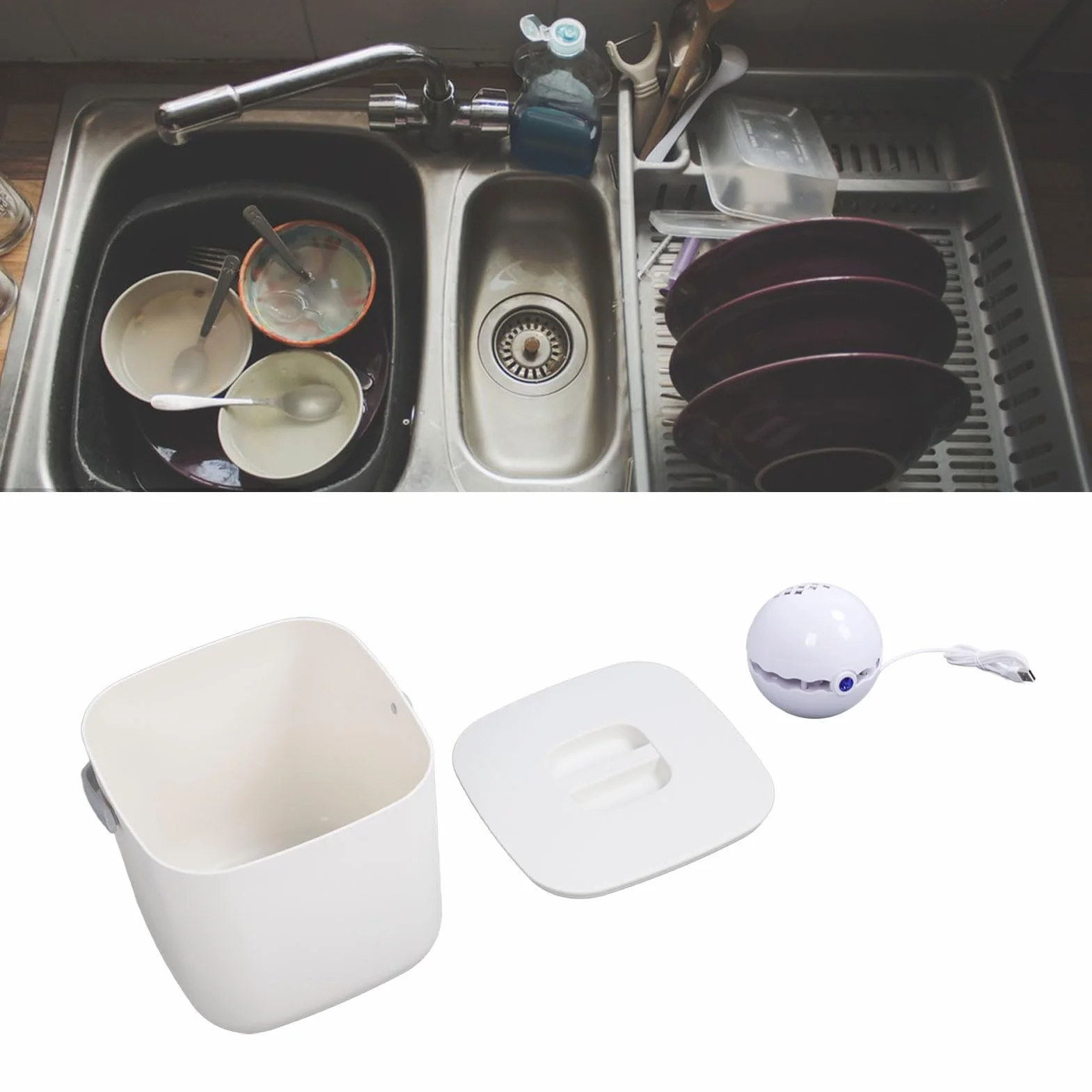 Lavastoviglie Portatile con Mini Lavandino, Lavastoviglie Piccola Lavastoviglie Efficiente per Domestica con modalità Interattiva (Secchio bianco)