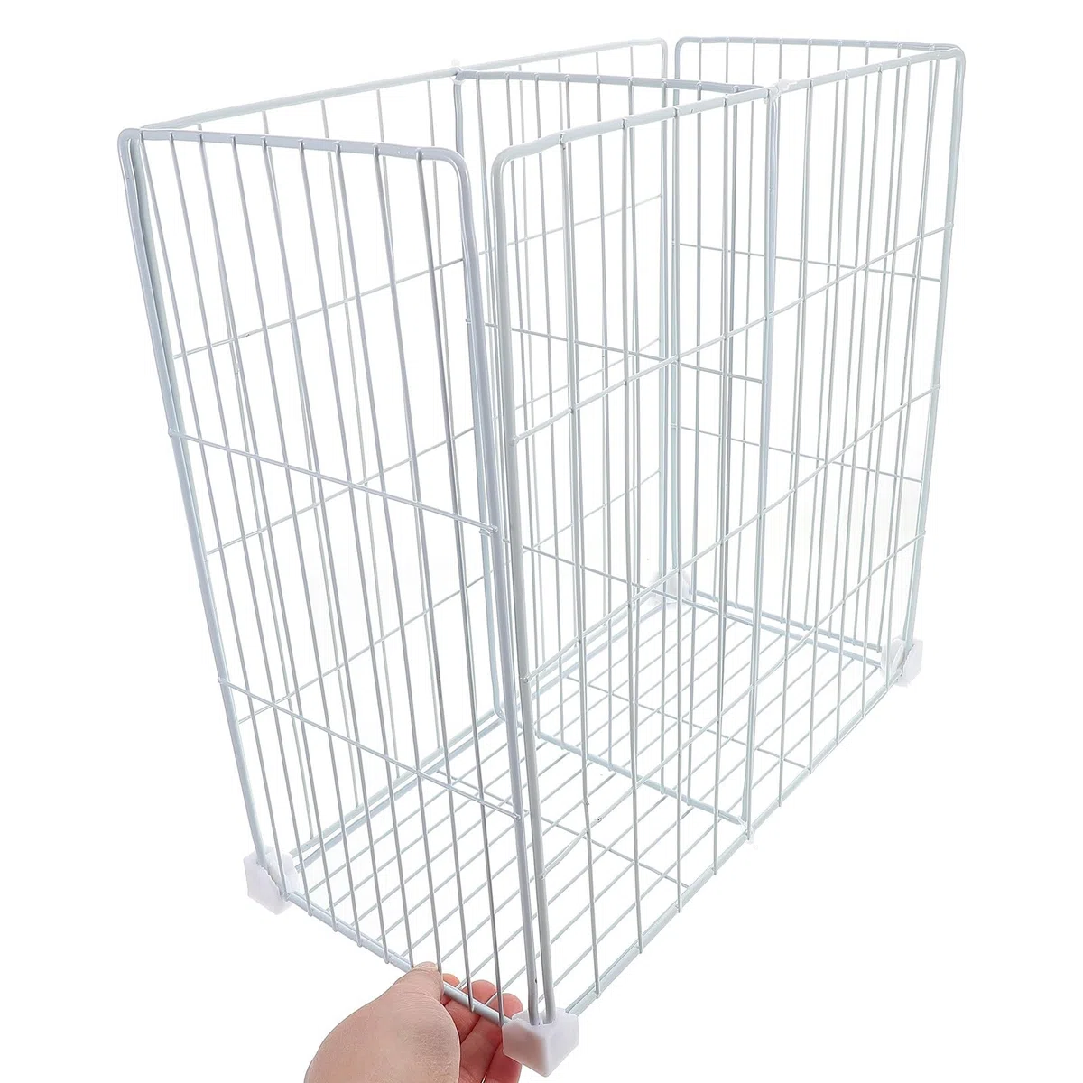 Organizer Bianco in Ferro Design a Griglia e Cesto Inferiore per Massimizzare Lo Spazio nel Congelatore, Facile da Installare in Armadi e Freezer Profondi