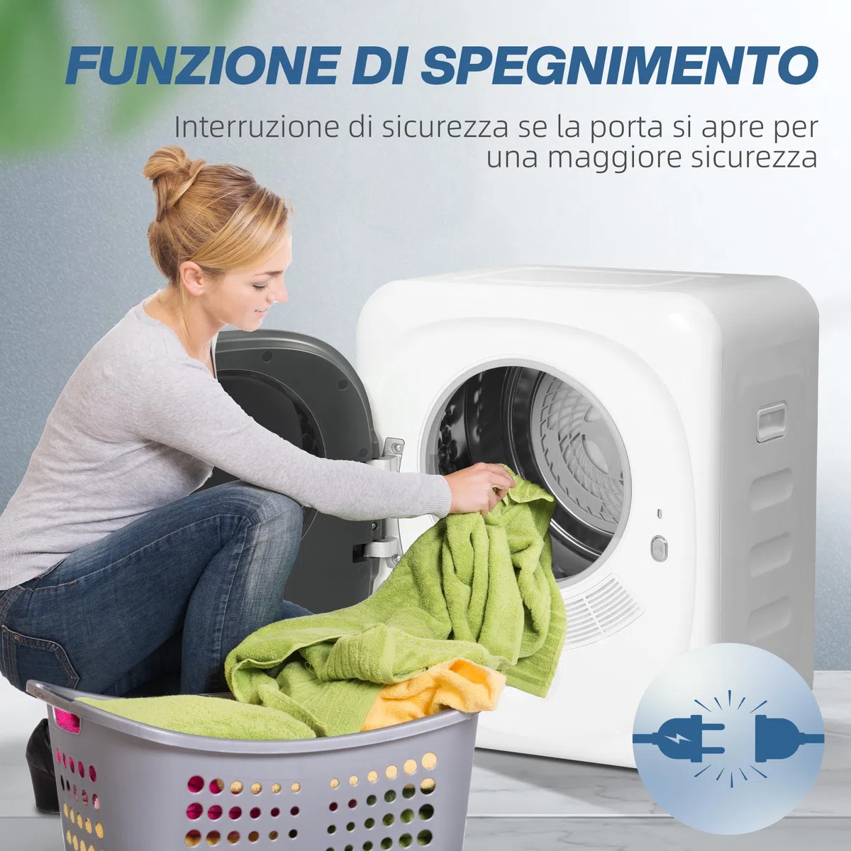HOMCOM Mini Asciugatrice Portatile 4 kg, 6 Programmi, Display Touch, Asciugatrice Compatta 800W, Carica Frontale, Fino 60℃, Impilabile/Parete/Autoportante, Timer, Tamburo in Acciaio Inox, Casa, Bianco