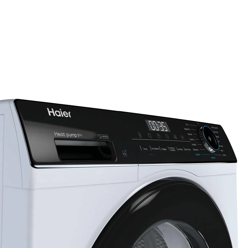 Haier I-PRO SERIES 3 Asciugatrice 9 Kg a Pompa di Calore, Libera Installazione, Classe D, I-Refresh Pro, Rumorosità (dB) 64, IoT APP hON, 85 x 60 x 62.5 (A x L x P cm), Bianca - HD90-D939-IT