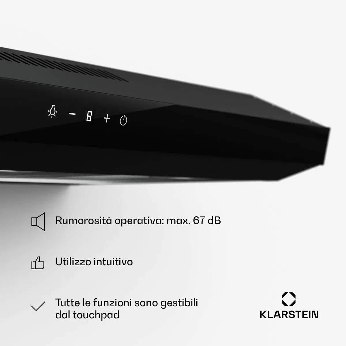 Klarstein Cappa Aspirante a Incasso, Cappa Cucina con Filtro, Cappa Aspirante Cucina in Alluminio, Cappa da Parete con Flusso d'Aria 175m³/h, Illuminazione LED, Timer, Cappa Aspirante Filtrante