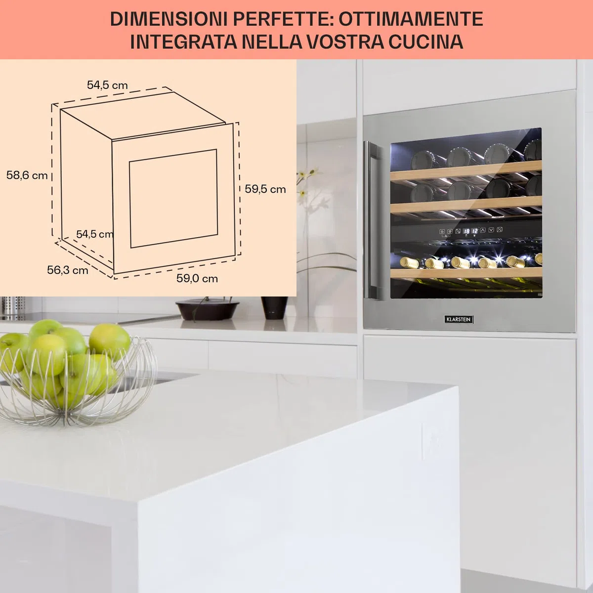 KLARSTEIN Cantinetta Vino Refrigerata a Zona Doppia 85L 36 Bottiglie 5-22°C