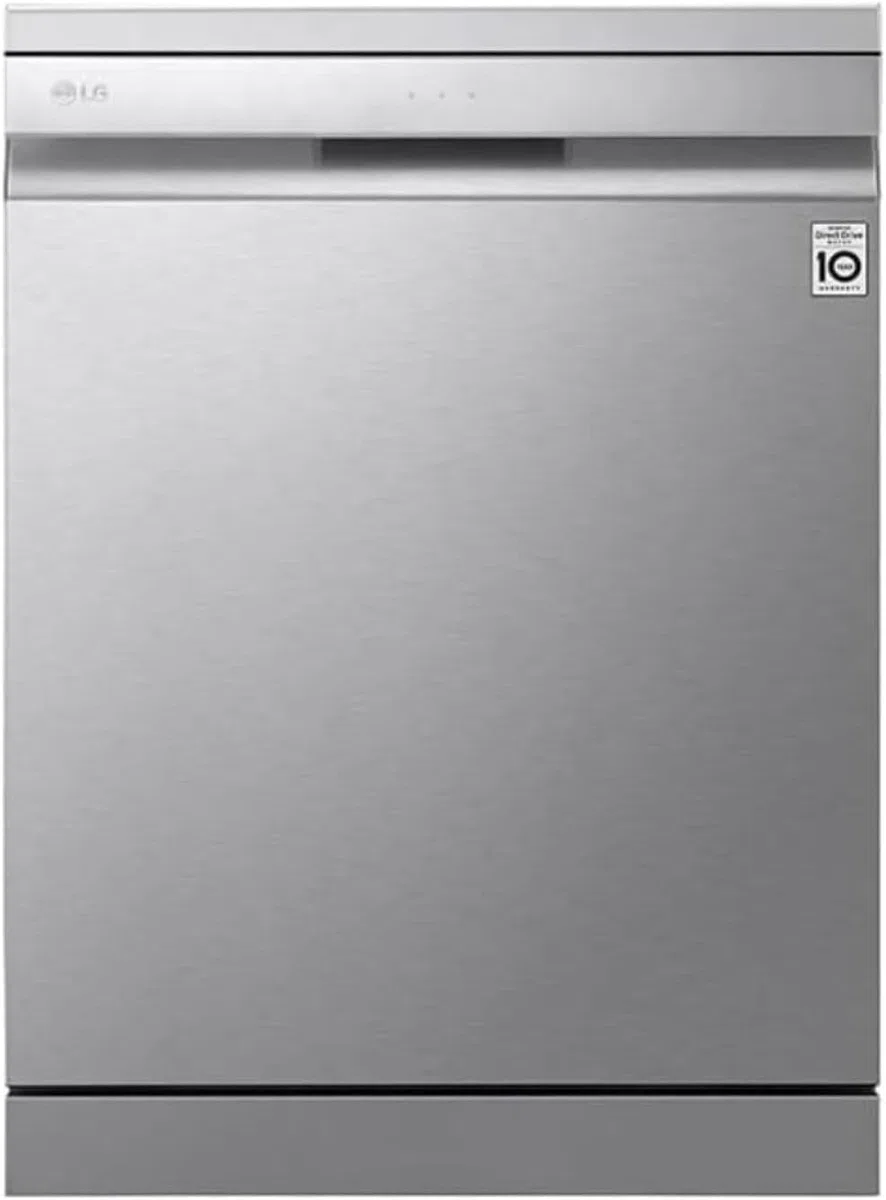 LG DF455HSS Lavastoviglie Libera Installazione, Serie 4, 14 coperti, Sistema QuadWash a 4 Bracci Irroratori, Vapore TrueSteam, Apertura Automatica della Porta, 3° Cestello per le Posate, Wi-Fi, Grigia