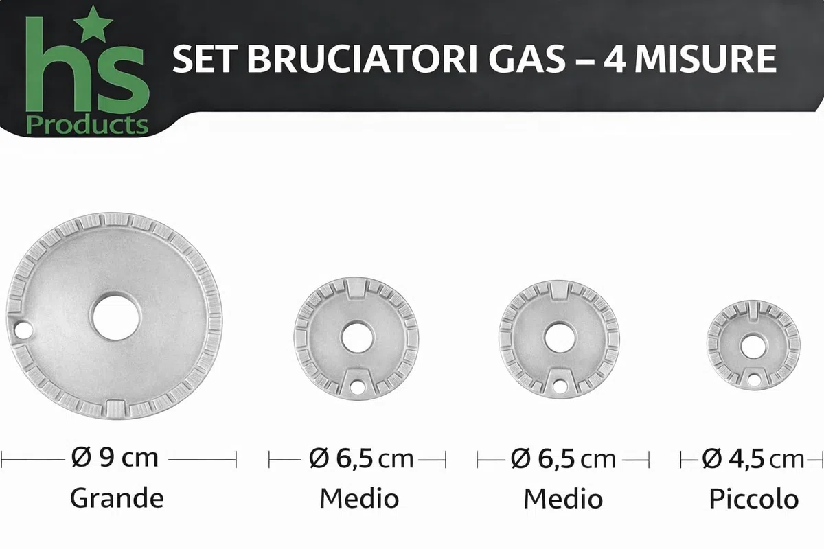 Kit Ricambi Cucina a Gas 10 Pezzi | 5 Bruciatori + 5 Piattelli Compatibili con modelli, Nardi, Ariston, Indeset,Hotpoint |Accessori Fornelli Alta Qualità"