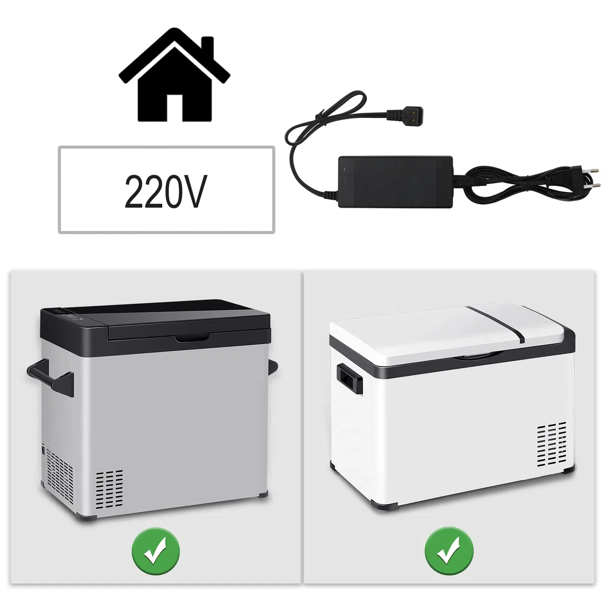 WOLTU Adattatore di Alimentazione AC per Mini Frigo, Cavo di Corrente 1,5m, Convertitore di Tensione 0,6m, da 100-240V a 14,5V, Portabile, per Uso Domestico