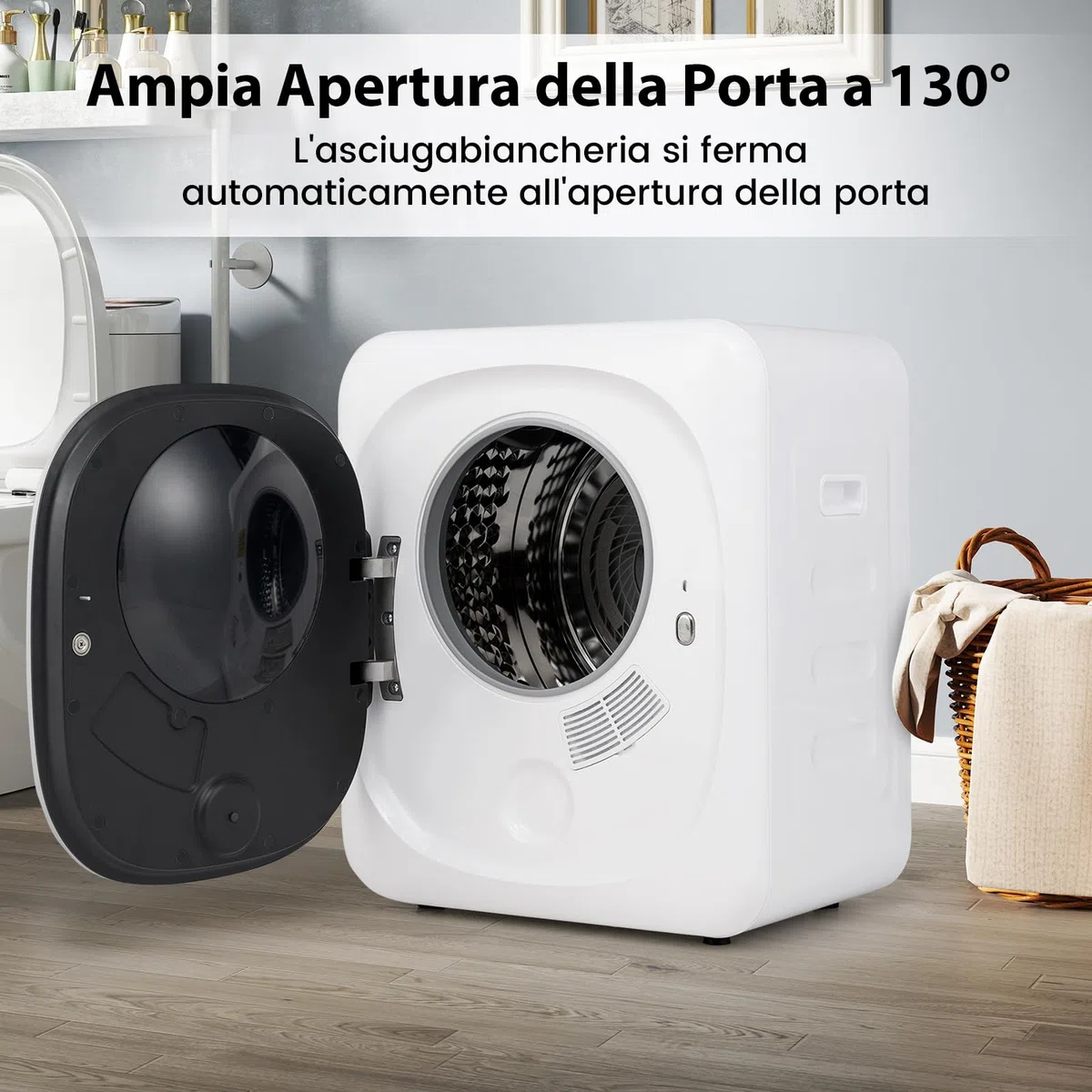 COSTWAY 800W Asciugatrice Portatile, Asciugatrice Compatta con 5 Modalità di Asciugatura, Tamburo in Acciaio Inox, Capacità 5 kg, Ideale per Casa Appartamento, 48x40x56 cm (Stile 1)
