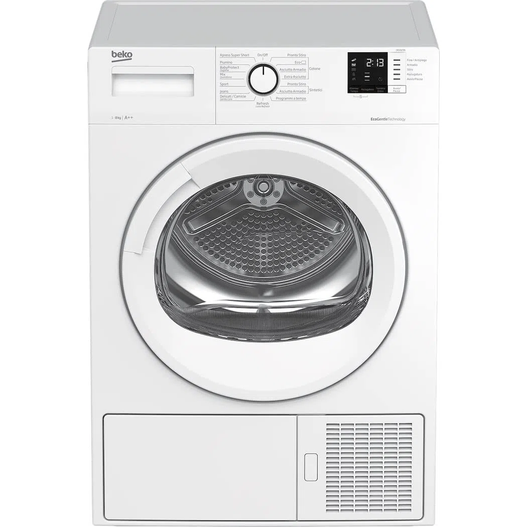 Beko - DRX823N - Asciugatrice Standard 8kg, Classe A++, linea estetica Basic, Partenza ritardata, bianco (Ricondizionato)