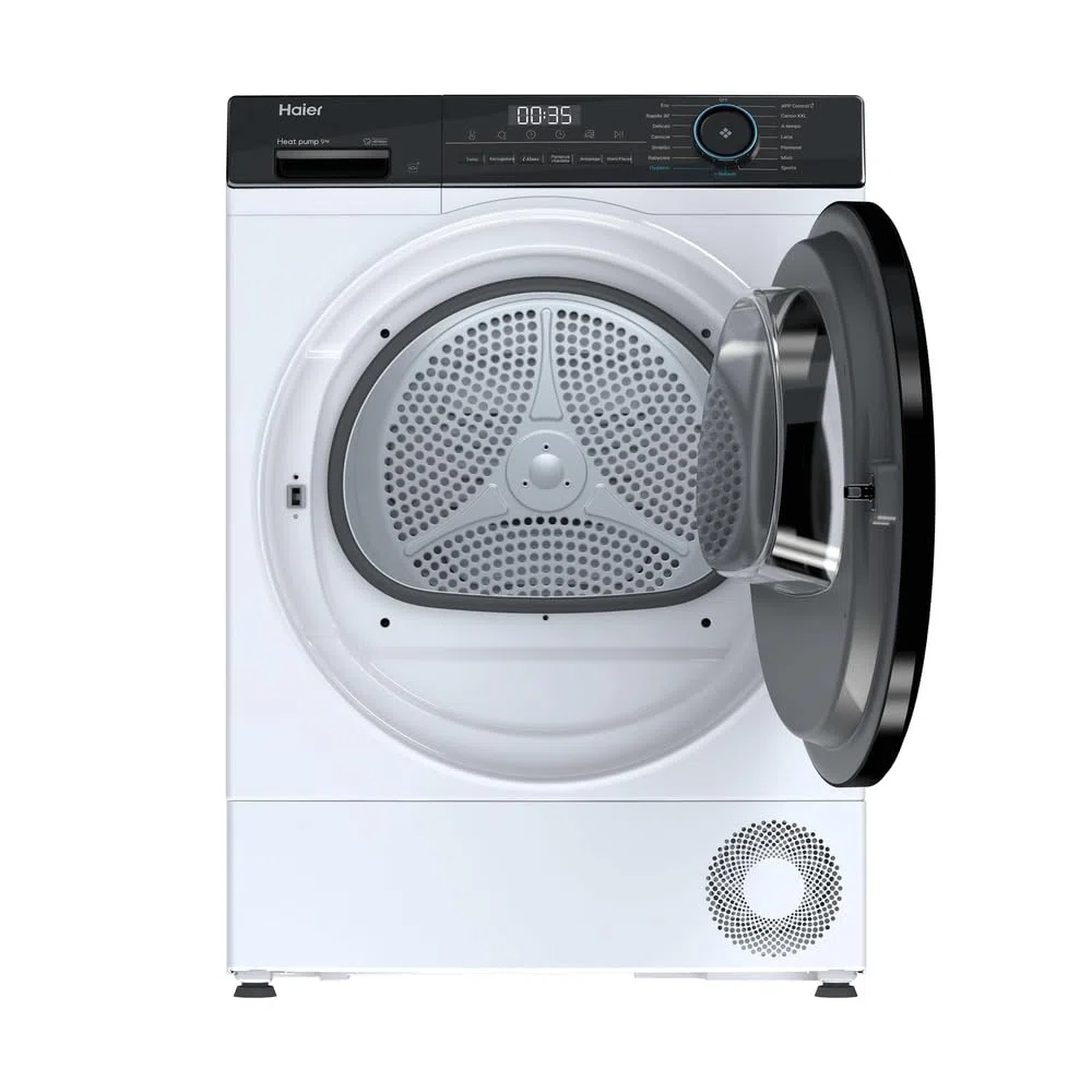 Haier I-PRO SERIES 3 Asciugatrice 9 Kg a Pompa di Calore, Libera Installazione, Classe D, I-Refresh Pro, Rumorosità (dB) 64, IoT APP hON, 85 x 60 x 62.5 (A x L x P cm), Bianca - HD90-D939-IT