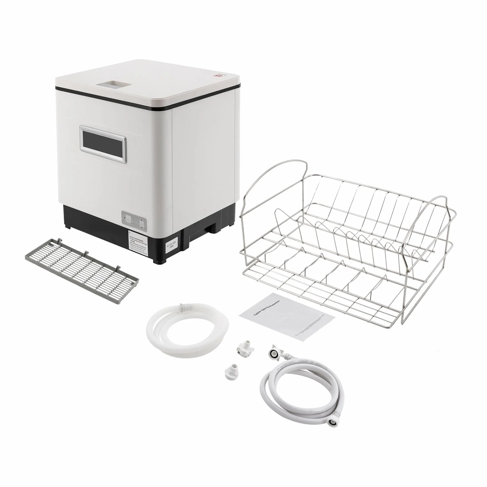 Mini lavastoviglie da tavolo 1500W con funzione di asciugatura, lavastoviglie per cucine piccole, appartamenti, 60L, piccola lavastoviglie per casa, ufficio, campeggio con allacciamento idrico