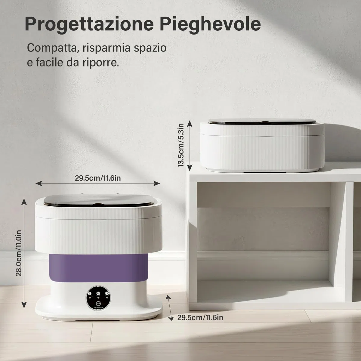 Lavatrice con Funzione Centrifuga – Lavatrice con Controllo Touchscreen, 3 Programmi di Lavaggio, Funzionamento Silenzioso, per Appartamento, Residenza Studentesca, Campeggio e Viaggio
