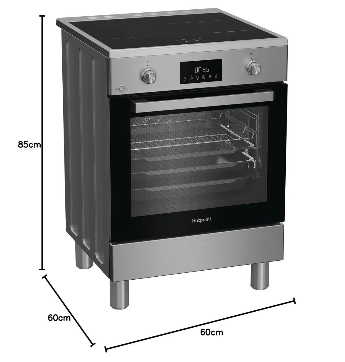 Hotpoint Ariston H6I8LMSAX kuchenka wolnostojąca 60x60 cm 72L piekarnik multifunkcyjny wentylowany płyta indukcyjna klasa A Diamond Clean Air Fry Active Multiflow stal nierdzewna