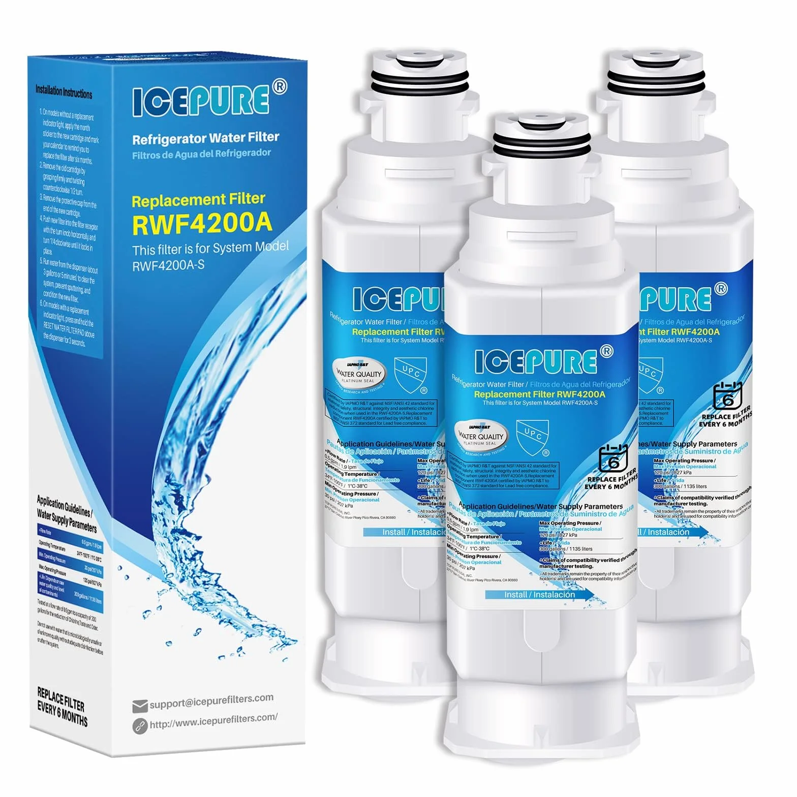 ICEPURE Filtro per frigorifero Compatibile Con DA97-08006C, HAF-QIN, HAF-QIN/EXP, RF23M8070SG, RF23M8070SR, RF23M8090SG, RF23M8090SR, RF23M8570SR, RF23M85570SR, RF23M8590SG, BR. F425200AP, 3 pezzi