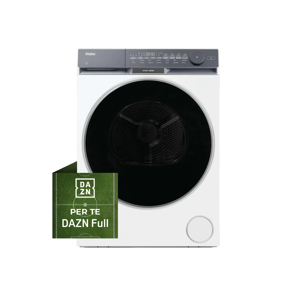 Haier X Serie 9 Asciugatrice 9 Kg a Pompa di Calore, Libera Installazione, Classe A, Twin Turbo, Ultra Sense 3D Tech, Wi-Fi e App hOn, Filtro 3in1, I-Refresh, 84.5x59.5x68 cm, Bianca – HD90-AQ387U1-IT