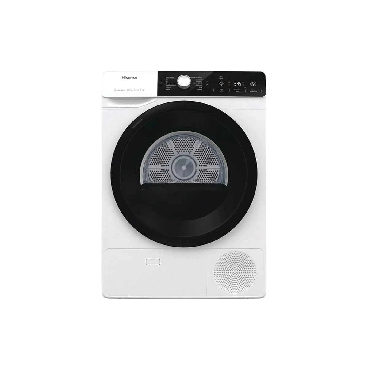 Hisense DHGA901NL Asciugatrice a Pompa di Calore con Ion Tech, 9kg, A++, Cestello Illuminato, Oblò Nero, Big Display Touch, Spina europea