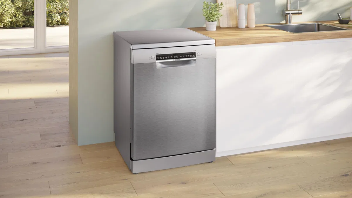 Bosch SMS4ECI28E Serie 4, Lavastoviglie da libera installazione, Home Connect, Diagnostica da remoto, Assistente al lavaggio, Green Collection, Acciaio, 60cm