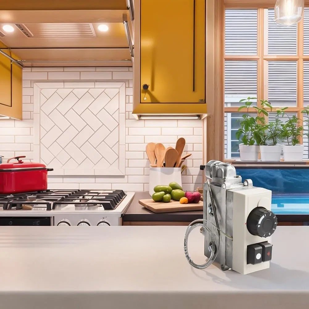 Gdfnmogo 710 Valvola di controllo della temperatura del gas Termostato professionale da cucina commerciale, per friggitrice a vapore forno 120-200 gradi Celsius regolatore di calore