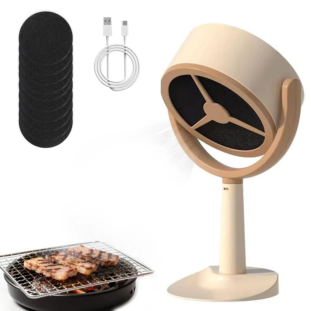 Cappa Aspirante Portatile, Cappa Cucina Da Tavolo Mini Cappa Leggera con 10 Spugne Filtranti Sostituibili Estrattore da Cucina Mobile Bassa Rumorosità for Campeggio Barbecue Camper
