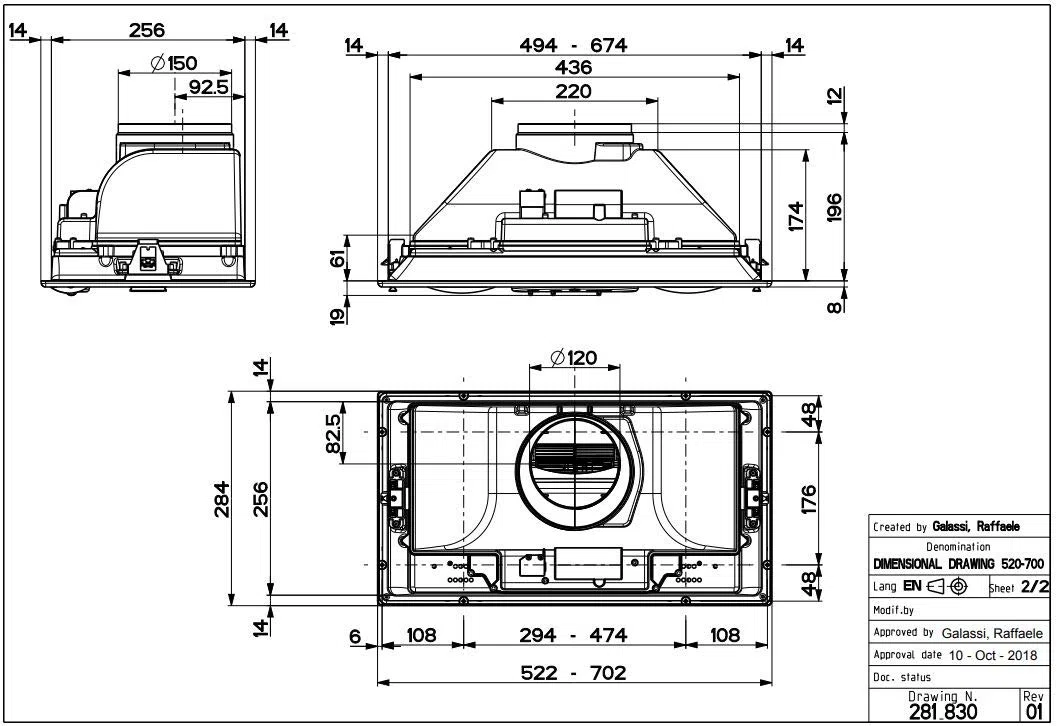 FABER INKA SMART HC X A52, CAPPA ASPIRANTE SOTTOPENSILE INOX 52 CM 305.0599.307