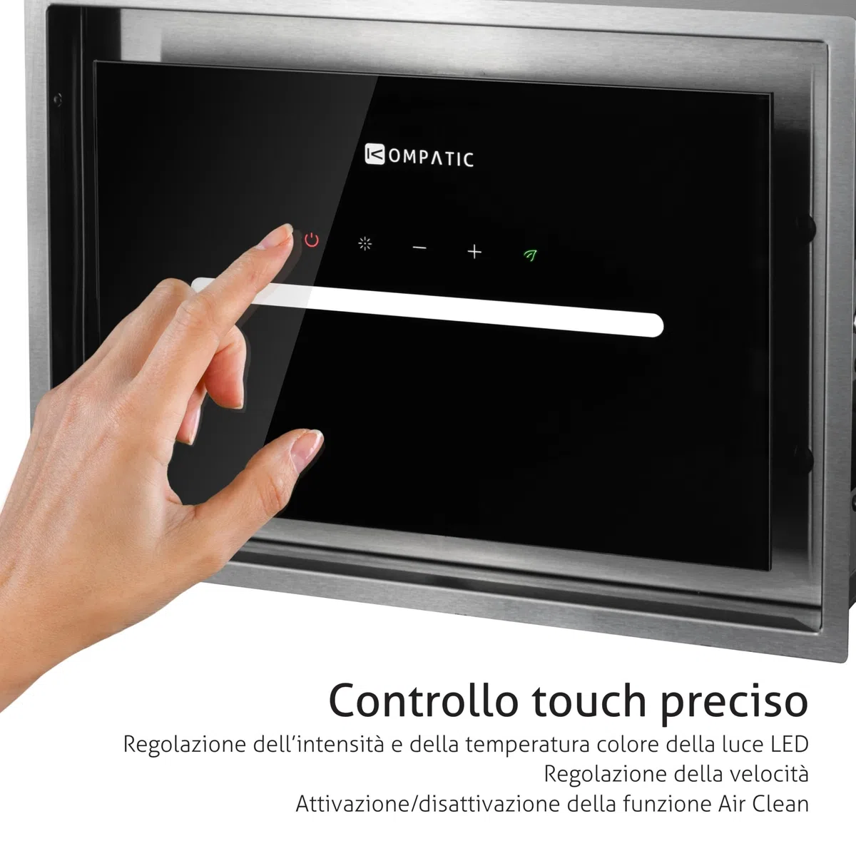 HANA 40 KPHN40BIS Cappa aspirante Incasso, A++, Controllo gestuale, Touch, Telecomando, Modalità purificazione aria, 450 m³/h, LED dimmerabile, Regolazione temperatura colore, 40 cm