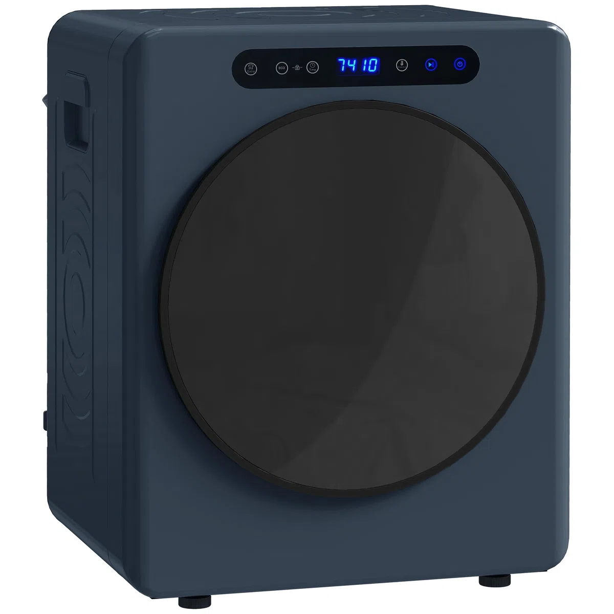 HOMCOM Mini asciugatrice di scarico 5 kg con sterilizzazione, 6 programmi fino a 60 ℃, 1000 W asciugatrice con touch screen tamburo in acciaio inox, timer, per camper, casa, blu