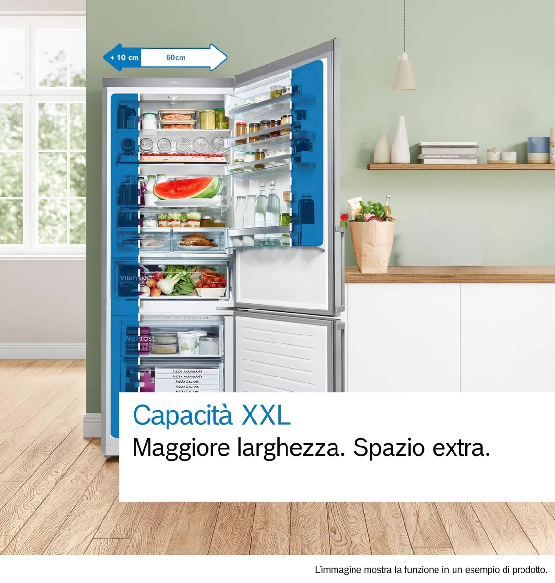 Bosch KGN492IAF Serie 4, Frigorifero combinato da libera installazione, Total No Frost, VitaFresh XXL: Spazio extra-large per i tuoi cibi freschi, PerfectFit, Luce LED, Acciaio, 203 x 70 cm