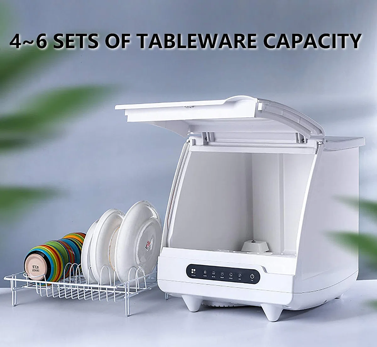 Lavastoviglie da tavolo compatta con pannello touch - 5 programmi, 1 cestello, funzionalità automatica intelligente, consumo 1200w per una pulizia efficiente della casa