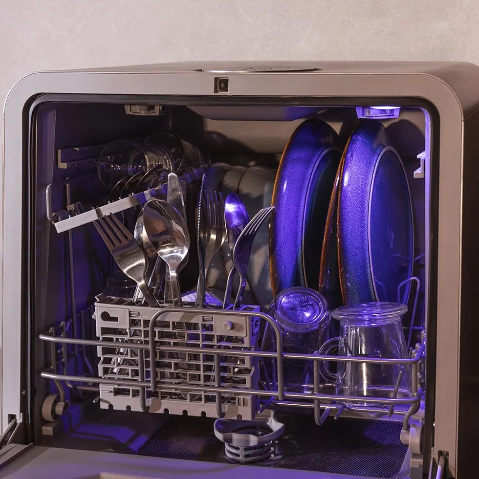 Cecotec Lavastoviglie Compatto Libero Installazione Desktop Bolero Forero 1150 Dark, 3 Posate, Basso consumo, 6 programmi, Touch Control Panel, Funzioni come Long Storage e Delay Start, Dark Inox