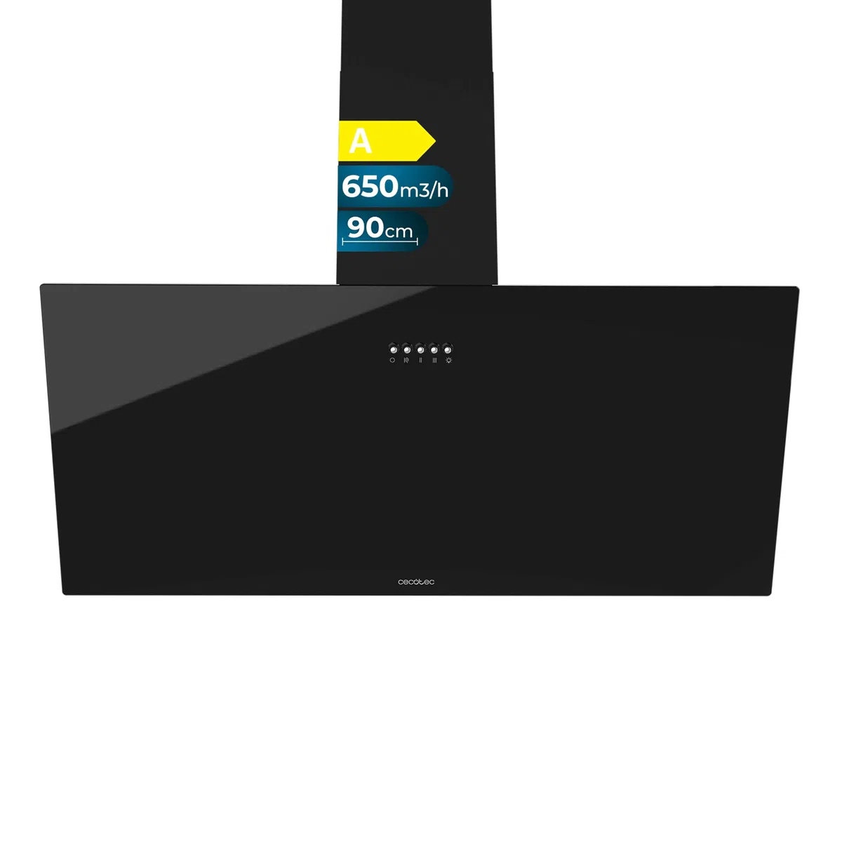 Cecotec Bolero Flux DM 906500 Okap Kuchenny 90 cm 165W 650m³/h Czarny Szkło