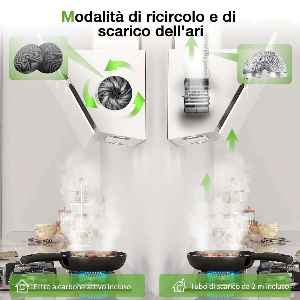 IsEasy Cappa Cucina, Cappa Aspirante 90 cm, 571 m³/h Forte Aspirazione, 4 Livelli di Regolazione, Ritenitore di Pannello, 1-9 Min Spegnimento Ritardato, Funzione di Memoria, 61 dB, Bianco, A++