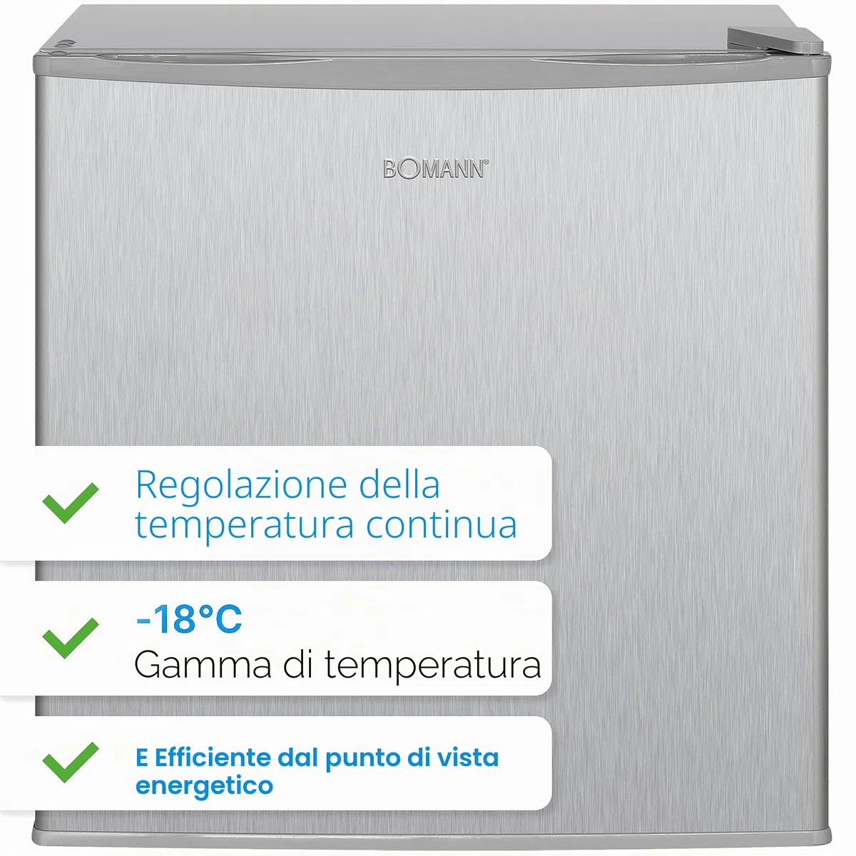 Bomann Freezerbox 31L | Congelatore piccolo con ripiano a griglia | chiusura intercambiabile e regolazione continua della temperatura | Mini congelatore con marcatura a 4 stelle | GB 341.1 inox