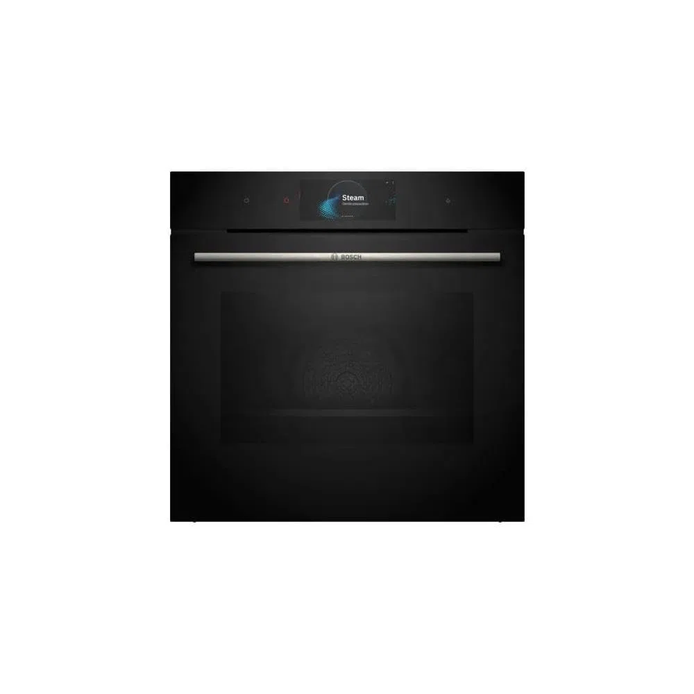 Bosch HSG7584B1 Serie 8 Smarter Forno a vapore da incasso, 60 x 60 cm, serbatoio dell'acqua da 1 l, anello di comando digitale, display TFT Pro, sensore di vapore Perfect Steam, funzione vapore Plus,